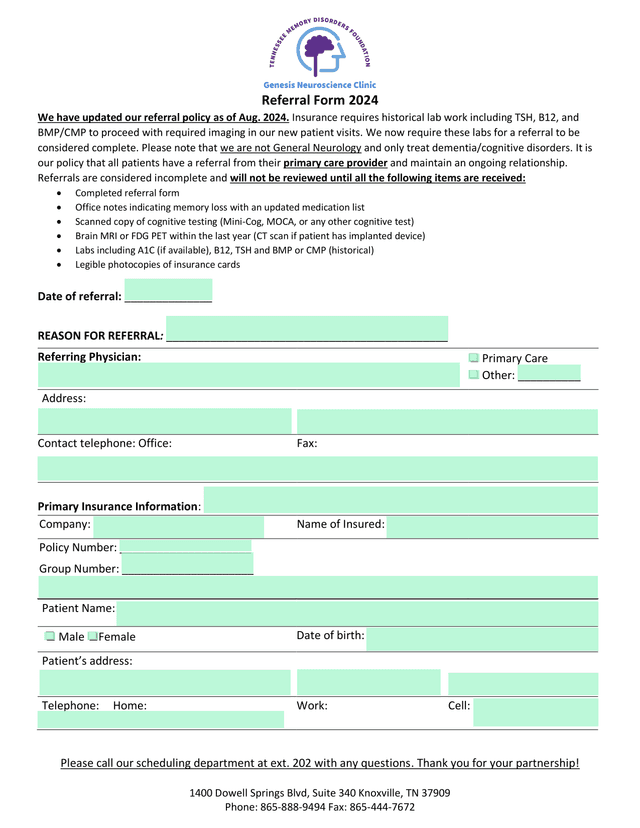 Referral Form 2024 screenshot