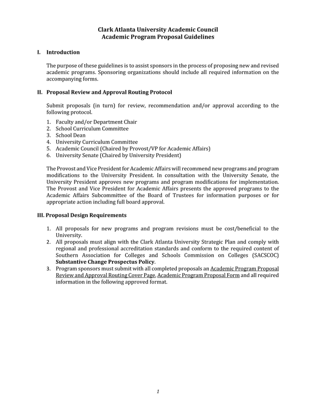 Clark Atlanta University Academic Program Proposal Guidelines screenshot