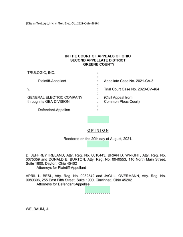 TruLogic, Inc. V. Gen. Elec. Co. Court Opinion screenshot