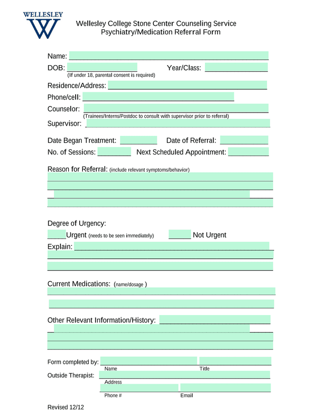 PsychiatryMedication Referral Form screenshot