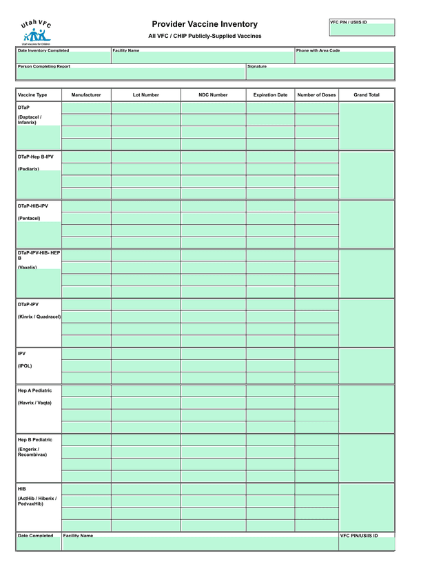 Provider Vaccine Inventory screenshot