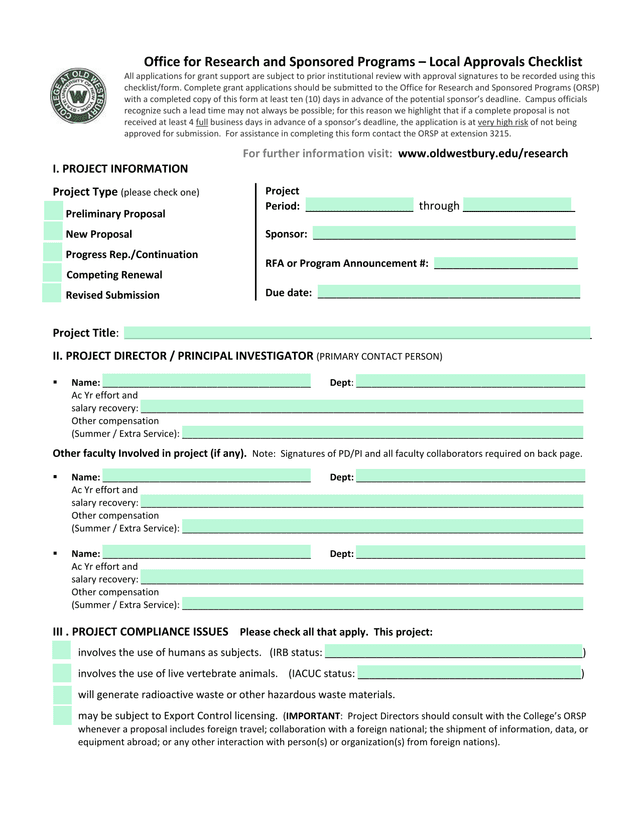 Local Approvals Checklist screenshot