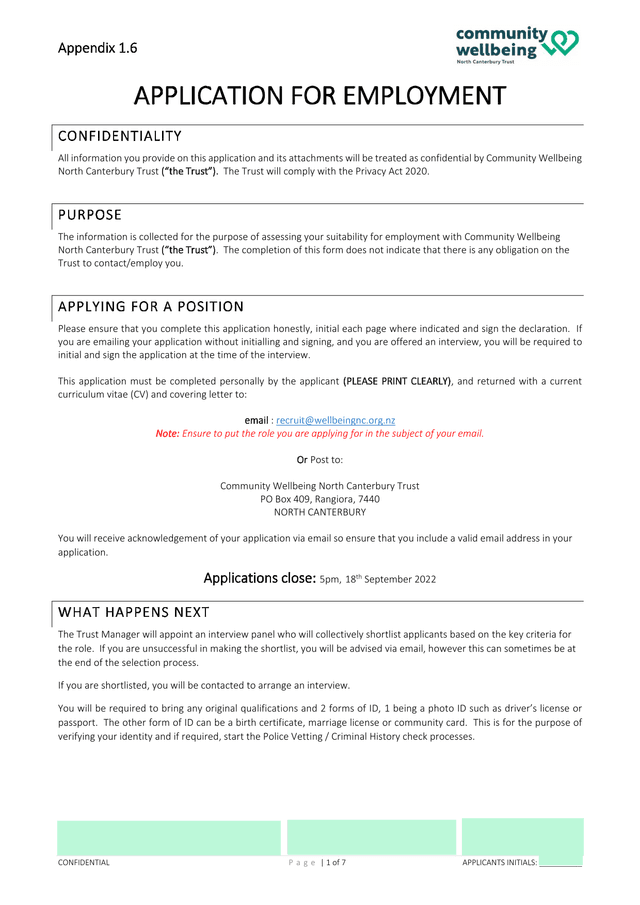 Application For Employment screenshot
