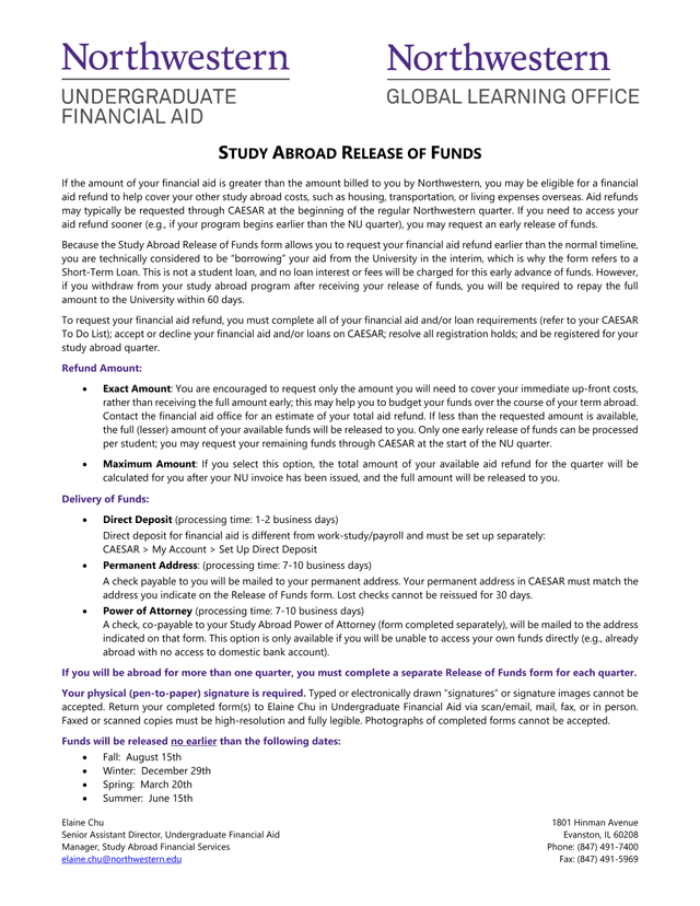 Study Abroad Release Of Funds screenshot