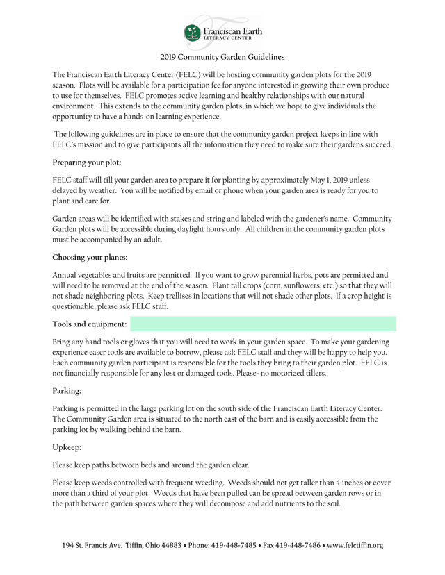 2019 Community Garden Guidelines screenshot