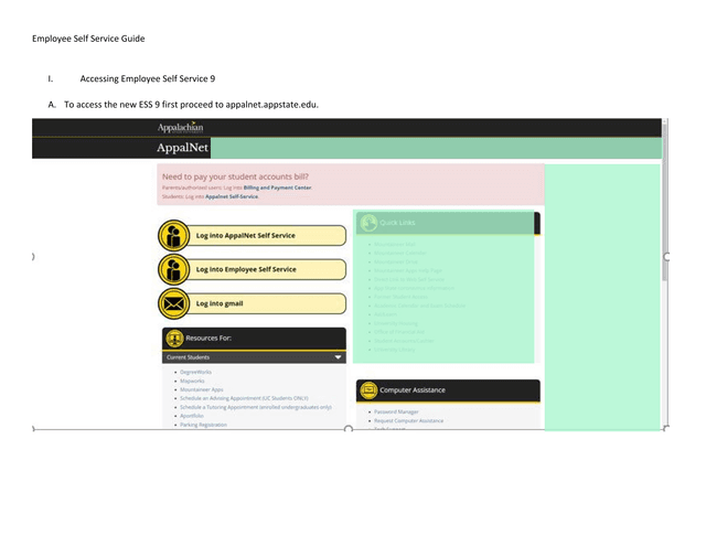 Employee Self Service Guide screenshot
