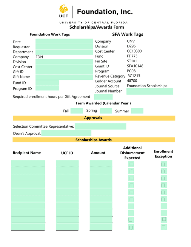 ScholarshipsAwards Form screenshot