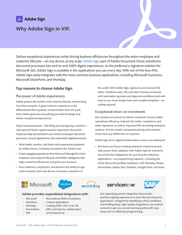 Why Adobe Sign In VIP For Resellers Solution Brief screenshot