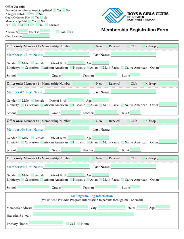 Membership Registration Form screenshot