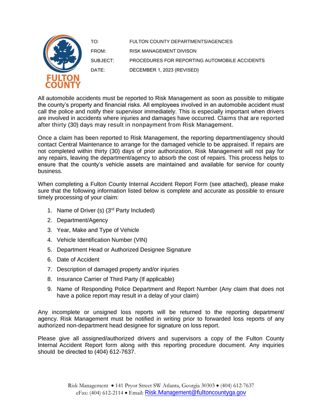 Procedures For Reporting Automobile Accidents screenshot