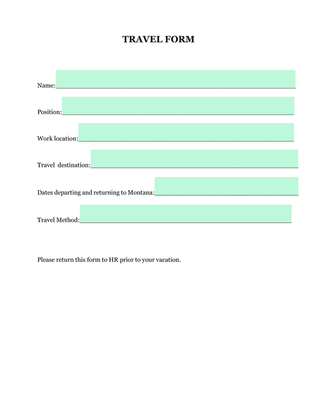 TRAVEL FORM screenshot