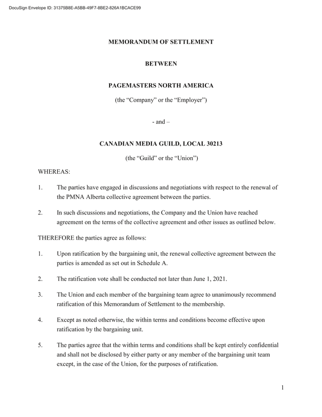 Memorandum Of Settlement screenshot