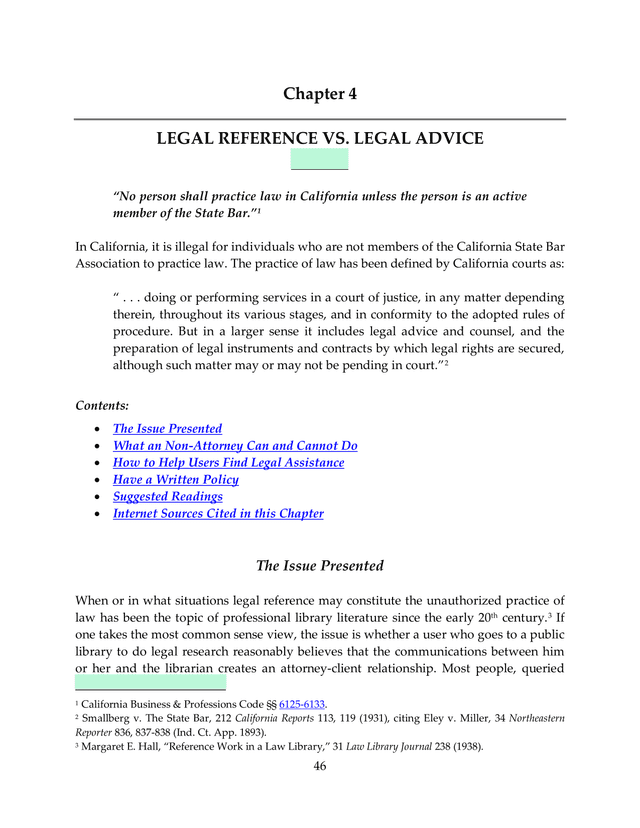 Legal Reference Vs. Legal Advice screenshot