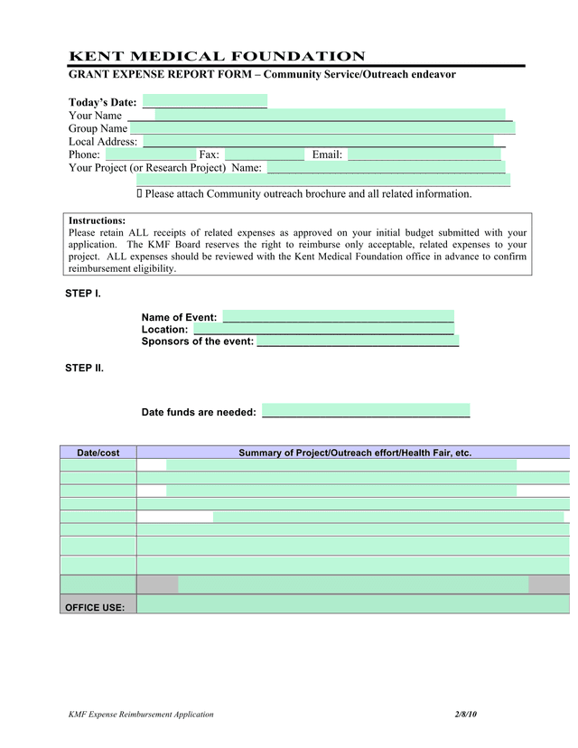KMF Expense Reimbursement Application screenshot