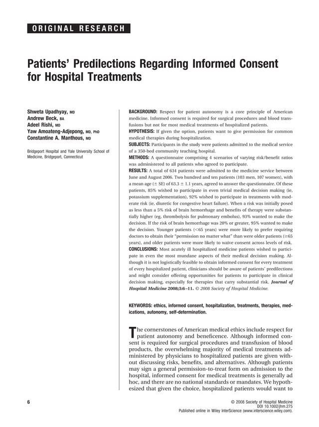 Patients Predilections Regarding Informed Consent For Hospital Treatments screenshot