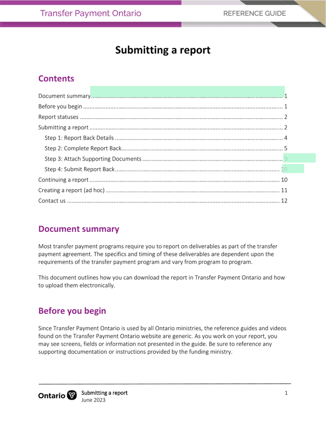 Submitting A Report screenshot
