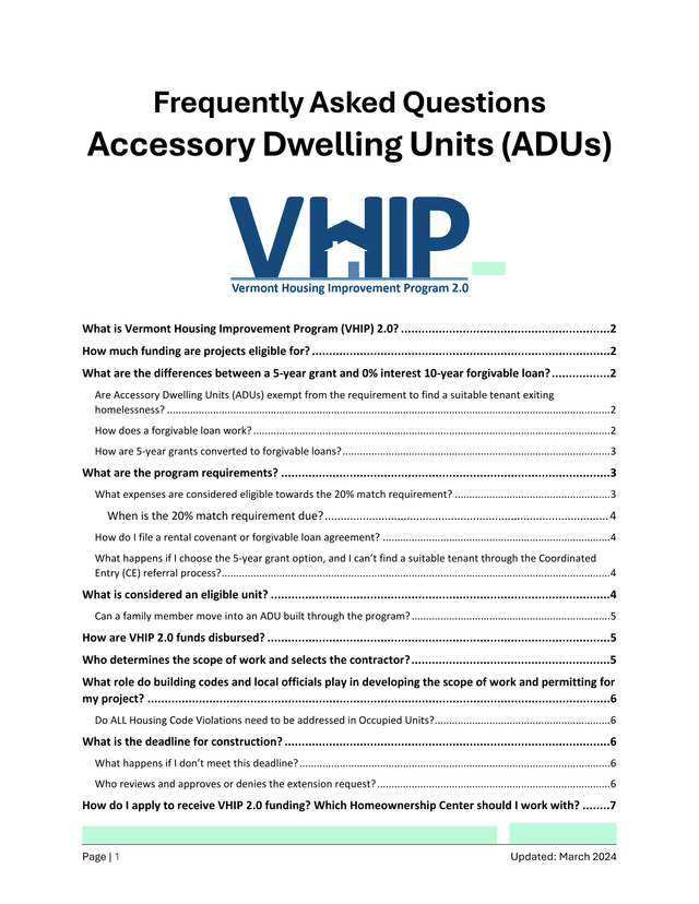 Frequently Asked Questions Accessory Dwelling Units (ADUs) screenshot