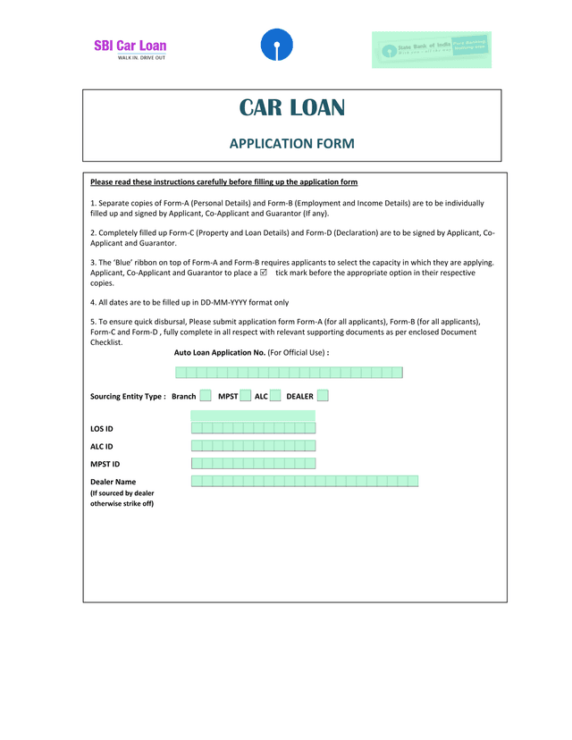 Car Loan Application Form screenshot