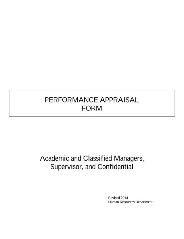 Performance Appraisal Form screenshot