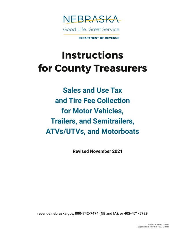 Instructions For County Treasurers Sales And Use Tax And Tire Fee Collection screenshot