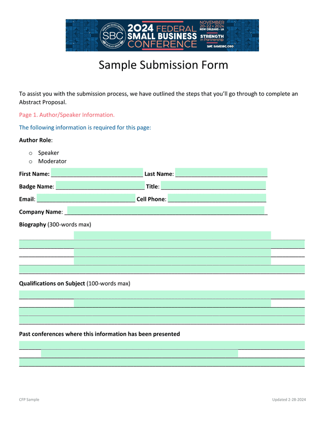 CFP Sample screenshot