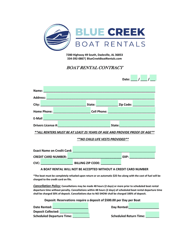 Boat Rental Contract screenshot