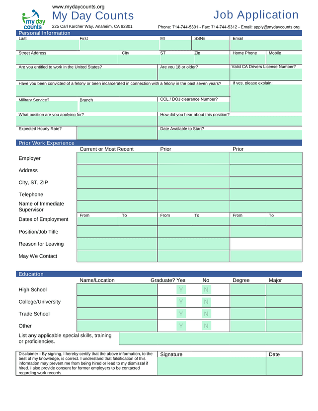 Job Application screenshot
