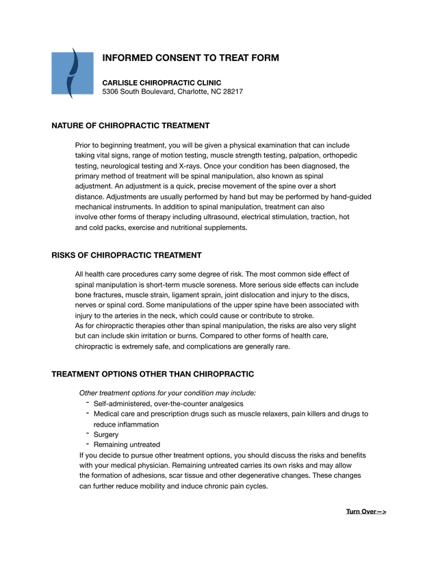 Informed Consent To Treat Form screenshot