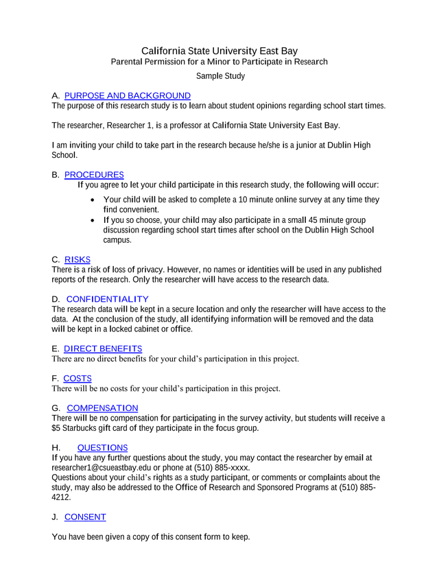 Parental Permission For A Minor To Participate In Research screenshot