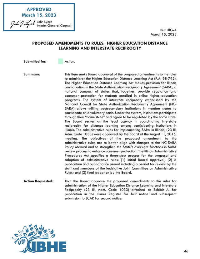 Proposed Amendments To Rules Higher Education Distance Learning And Interstate Reciprocity screenshot