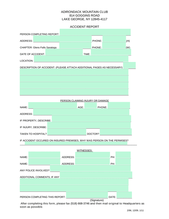 Accident Report screenshot