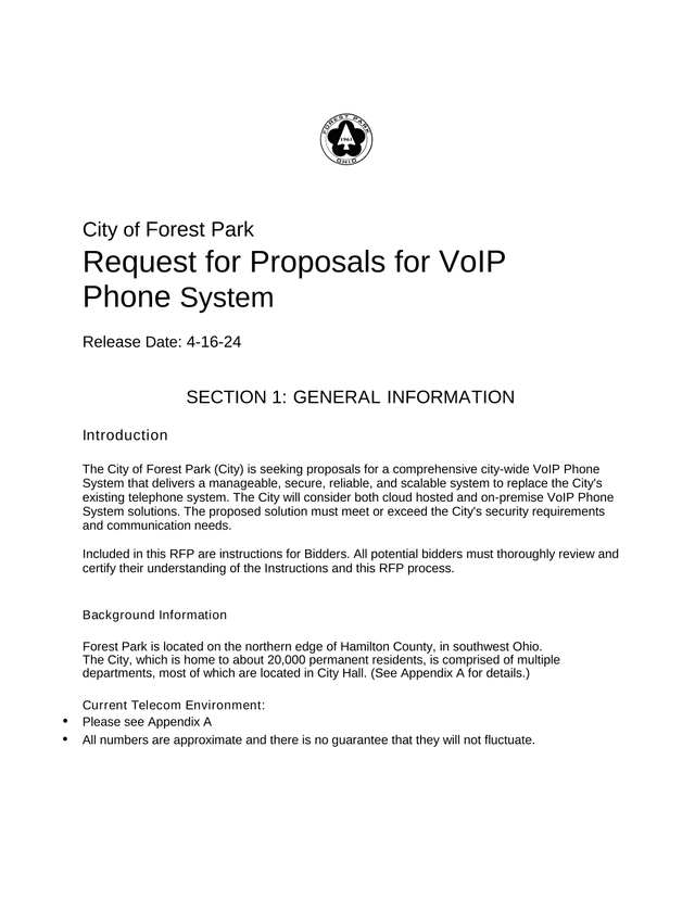 Request For Proposals For VoIP Phone System screenshot