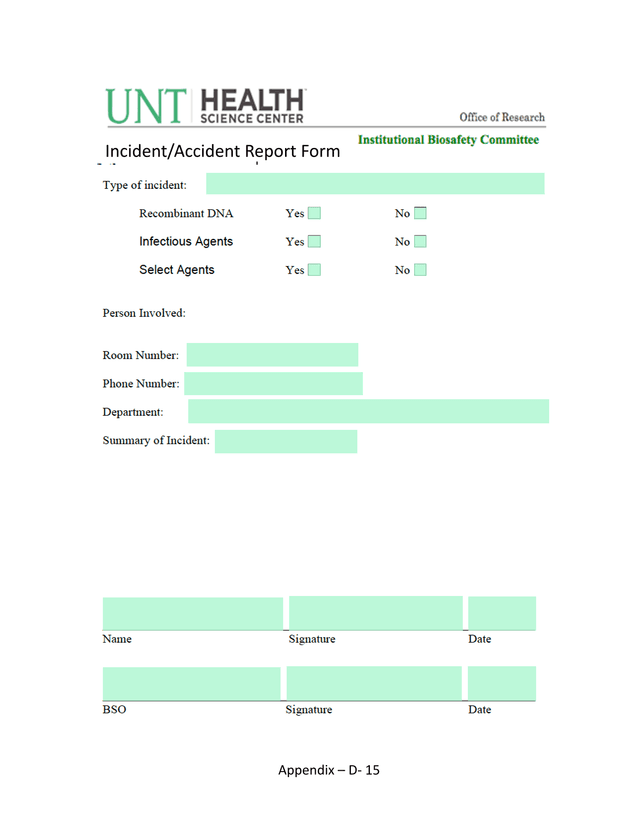 IncidentAccident Report Form screenshot