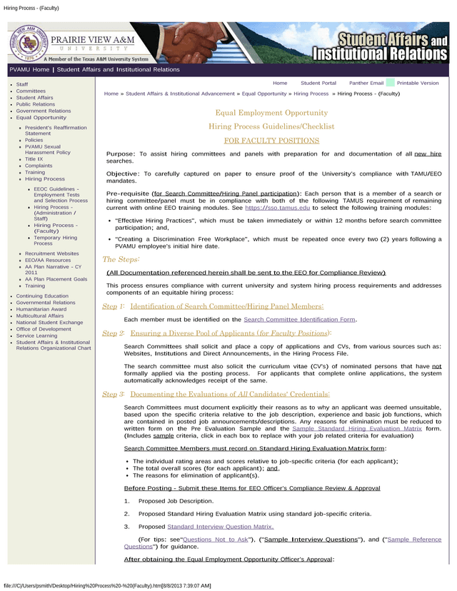Hiring Process   (Faculty) screenshot
