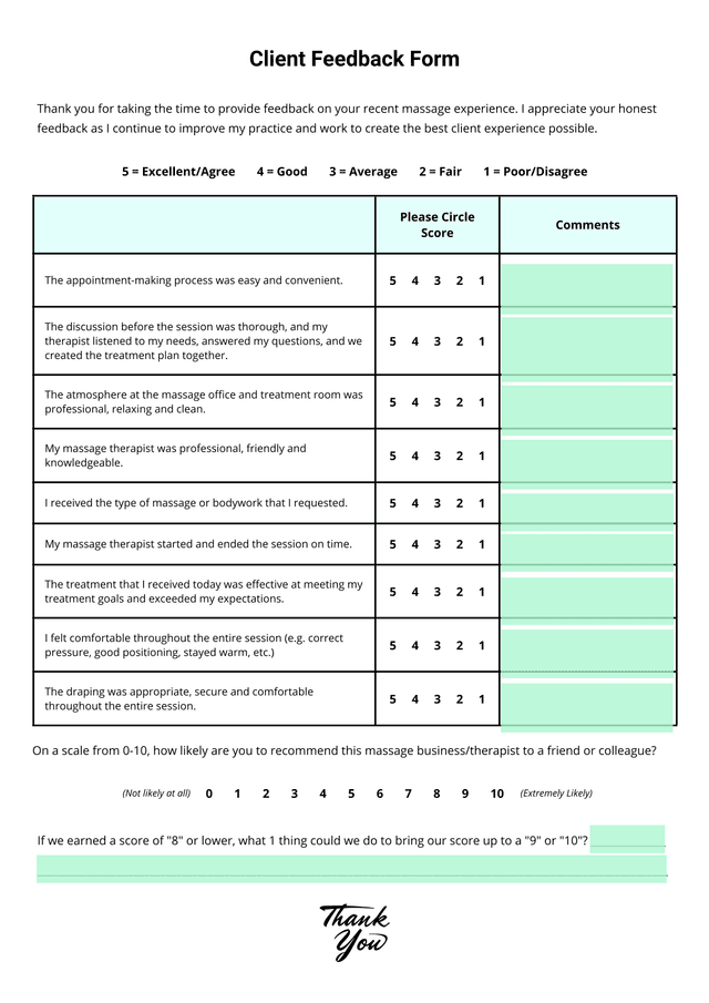 Client Feedback Form screenshot