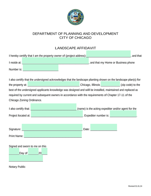 Landscape Affidavit screenshot
