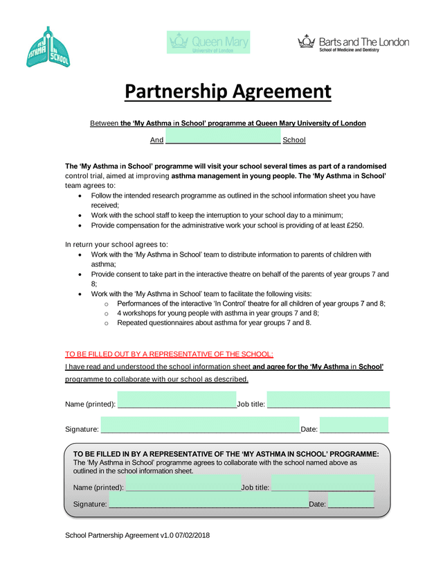 School Partnership Agreement screenshot