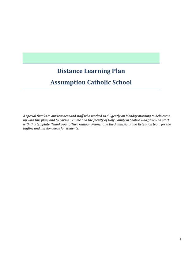 Distance Learning Plan screenshot