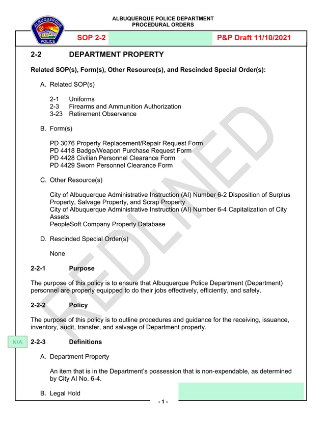 SOP 2 2 Department Property screenshot