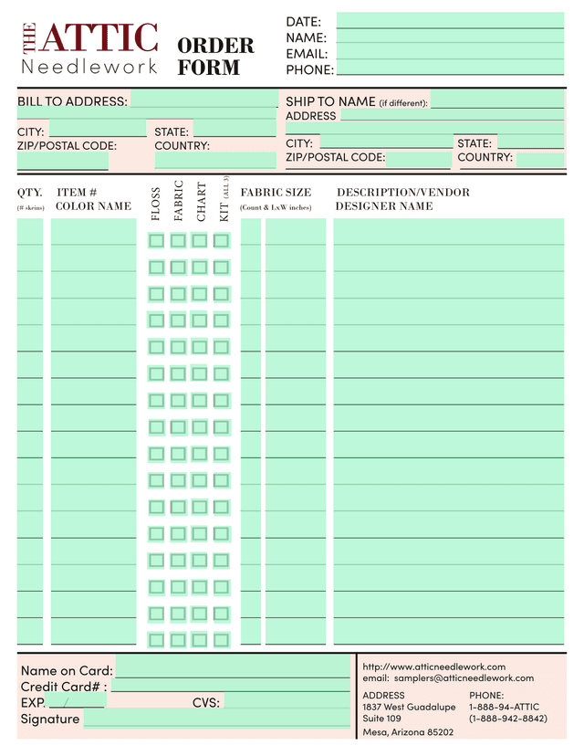 ORDER FORM screenshot