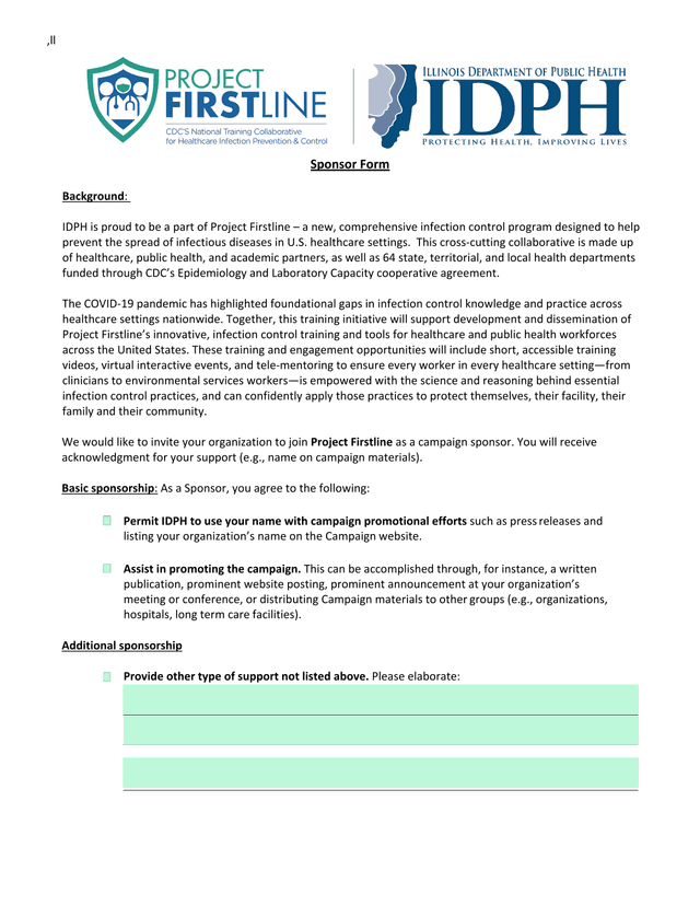 Sponsor Form screenshot
