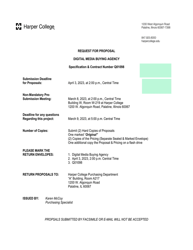 Request For Proposal   Digital Media Buying Agency screenshot