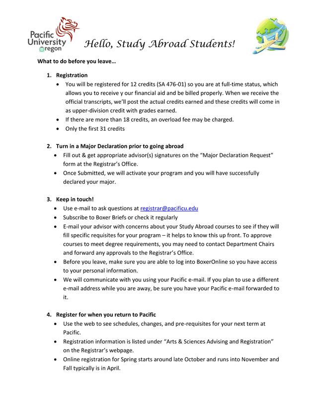 Study Abroad Student Handbook screenshot