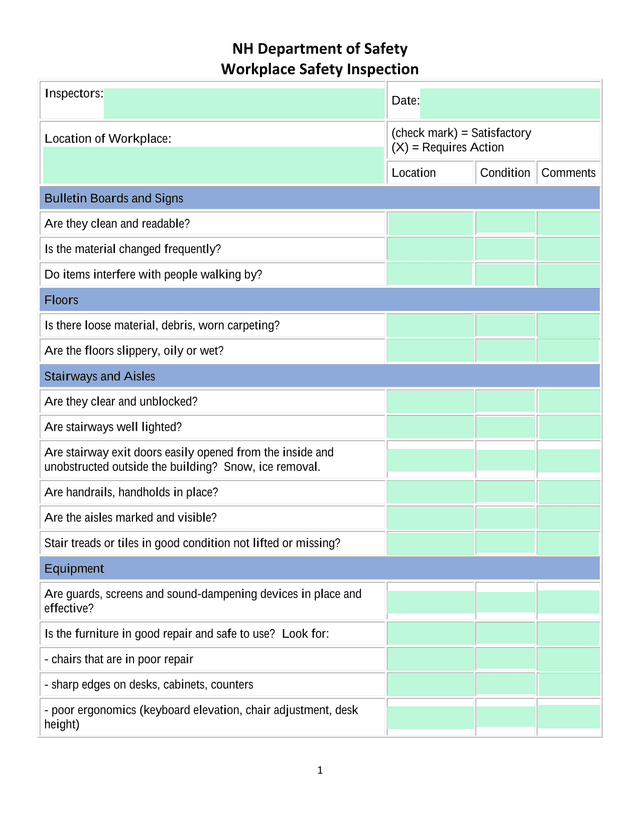 NH Department Of Safety Workplace Safety Inspection screenshot