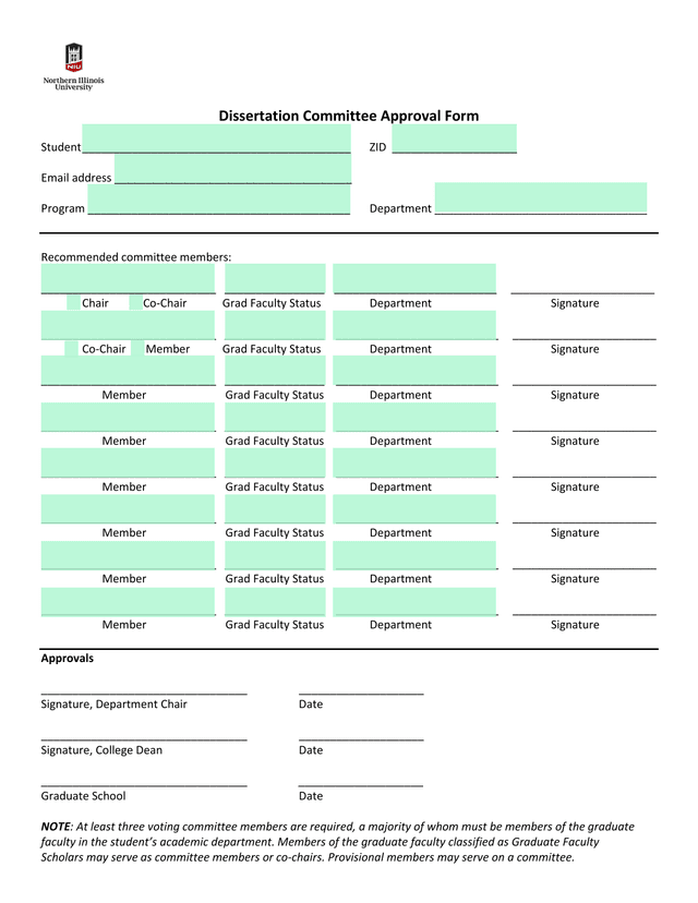 Dissertation Committee Approval Form screenshot
