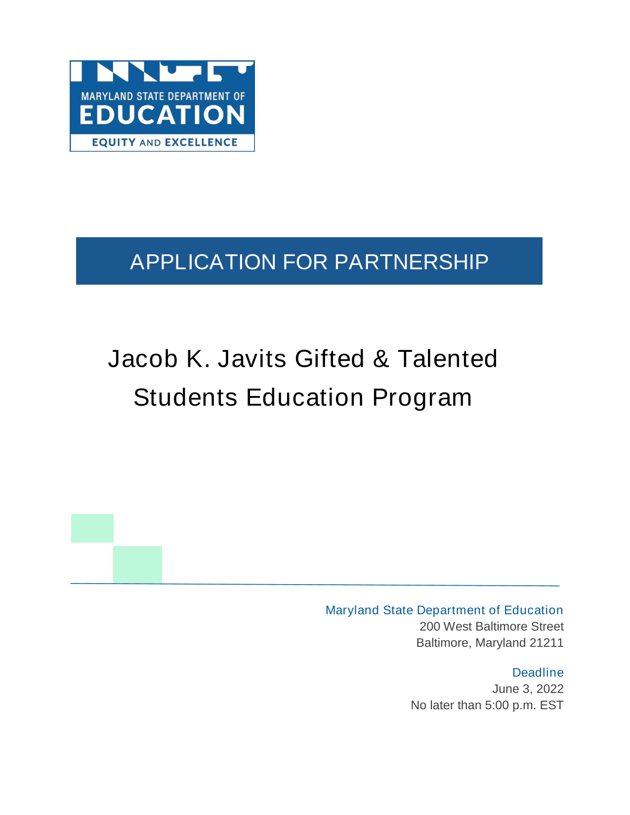 Jacob K. Javits Gifted  Talented Students Education Partnership Application screenshot