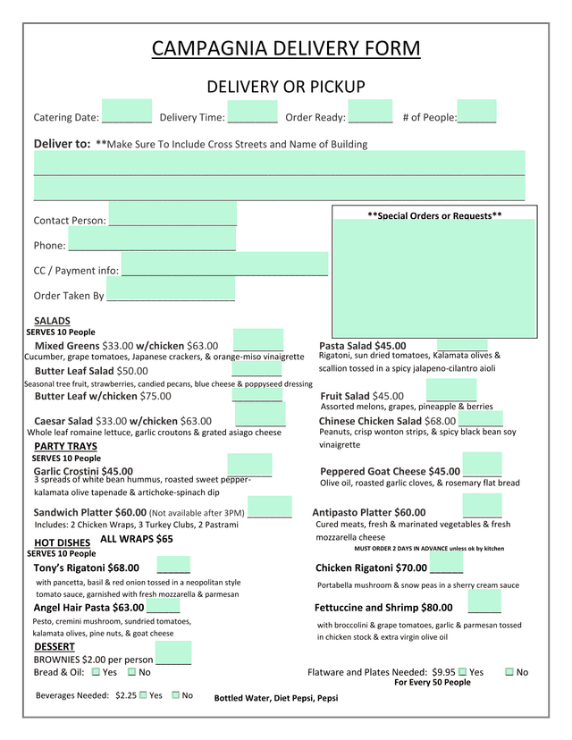 UCAMPAGNIA DELIVERY FORM screenshot