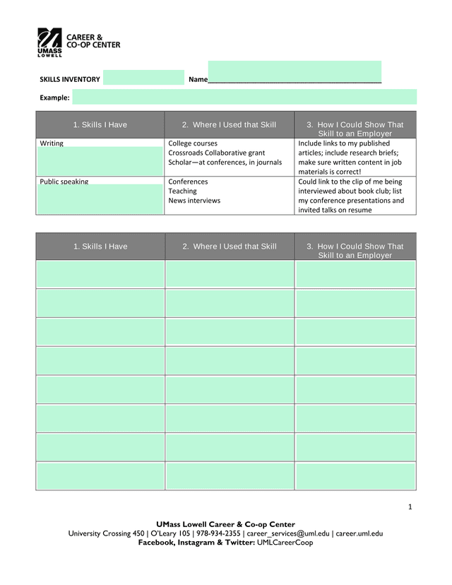 Skills Inventory screenshot