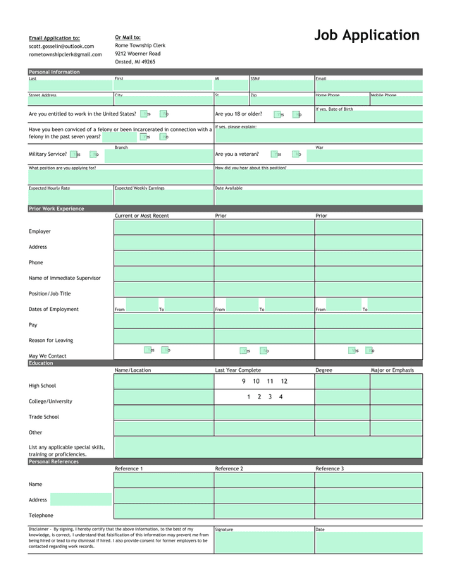 Job Application screenshot