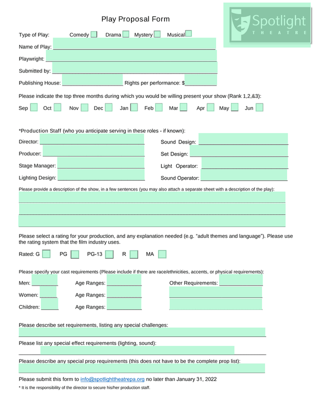 Play Proposal Form screenshot